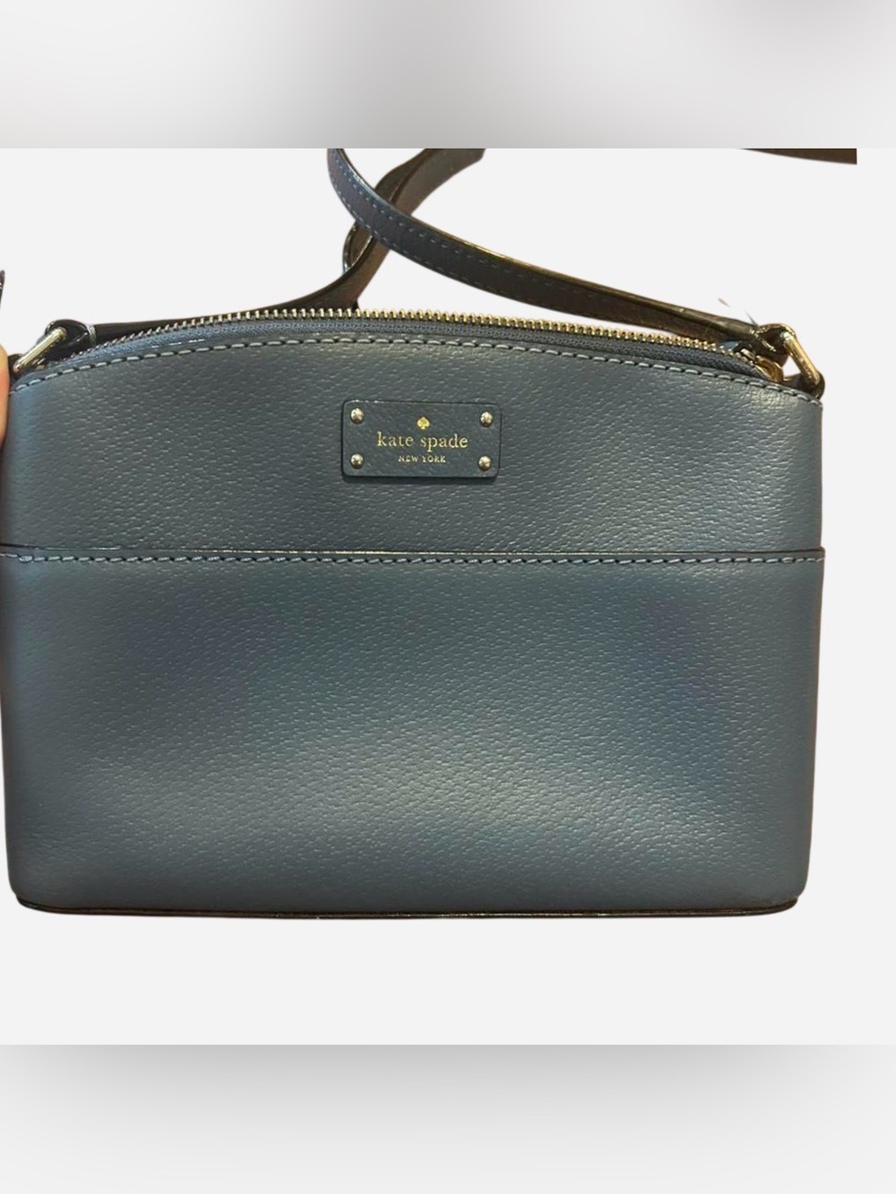 kate spade Blue Pebbled Leather Crossbody with Gold Hardware